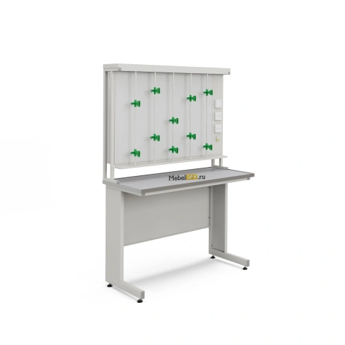 77.0056.10.23 Стол титровальный ЭКРОС 1200х600х900/1885 мм, раб. поверхность - МОНОЛИТНЫЙ КЕРАМОГРАНИТ с НС бортиком