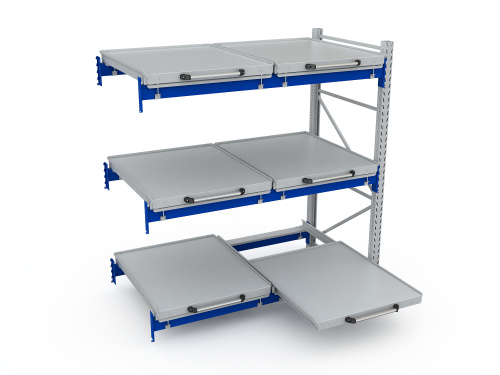 ER-00027260 Стеллаж с выкатными платформами S-HEAVY 500 (3 яруса хранения)